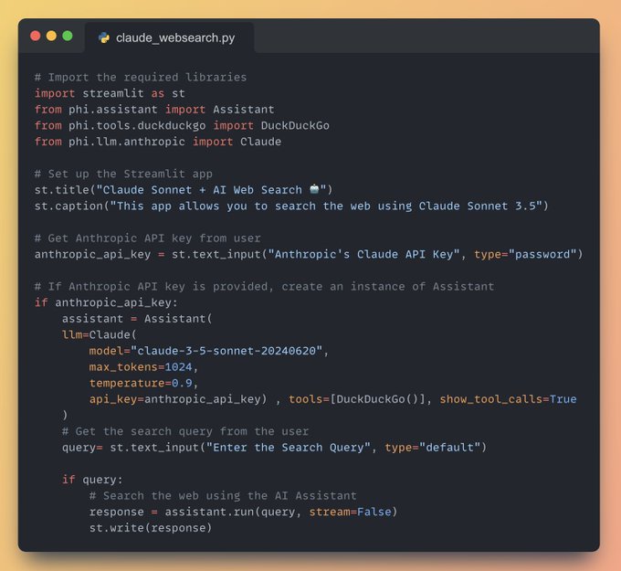 Claude Sonnet 3.5 giờ đây có thể tìm kiếm trên web chỉ với 15 dòng mã Python